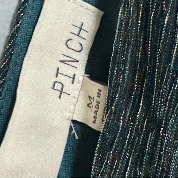 PINCH Green Metallic Tiered Mini Dress Size M - Picture 5 of 7
